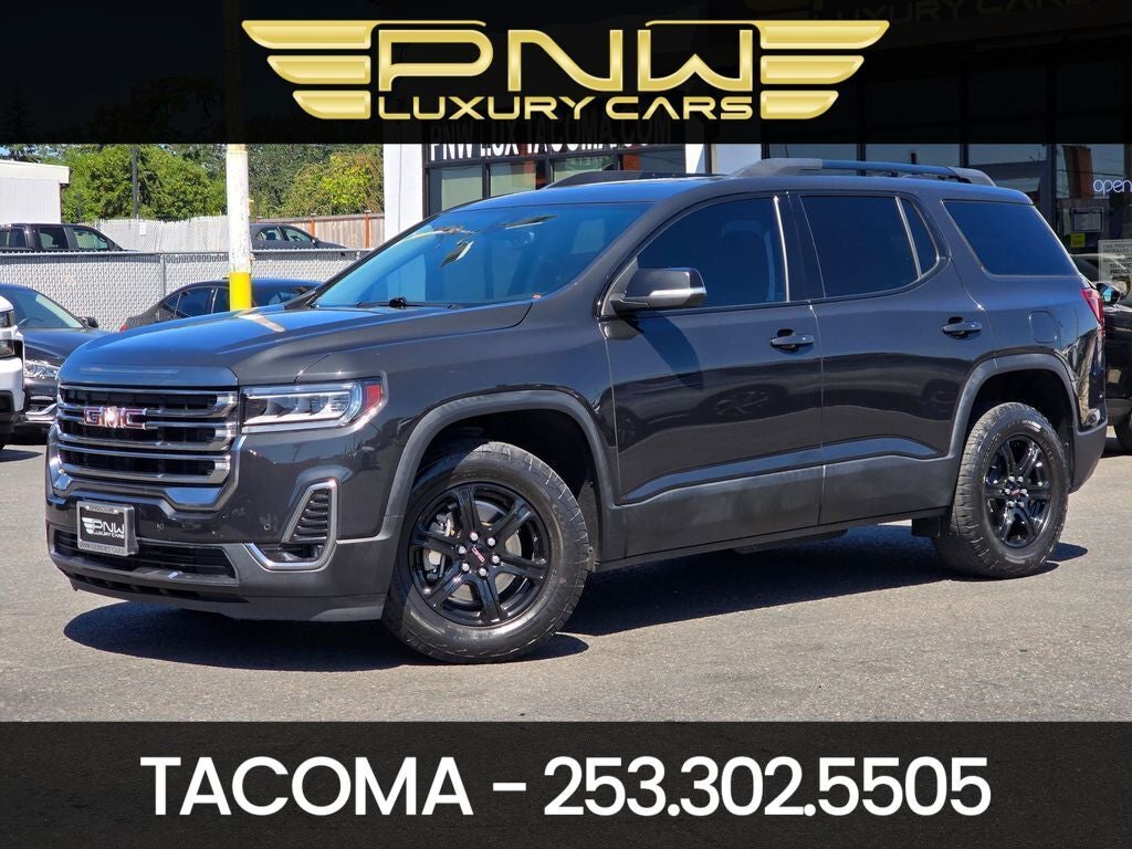 2020 GMC Acadia AT4 in Carbon Black Metallic — front three-quarter view