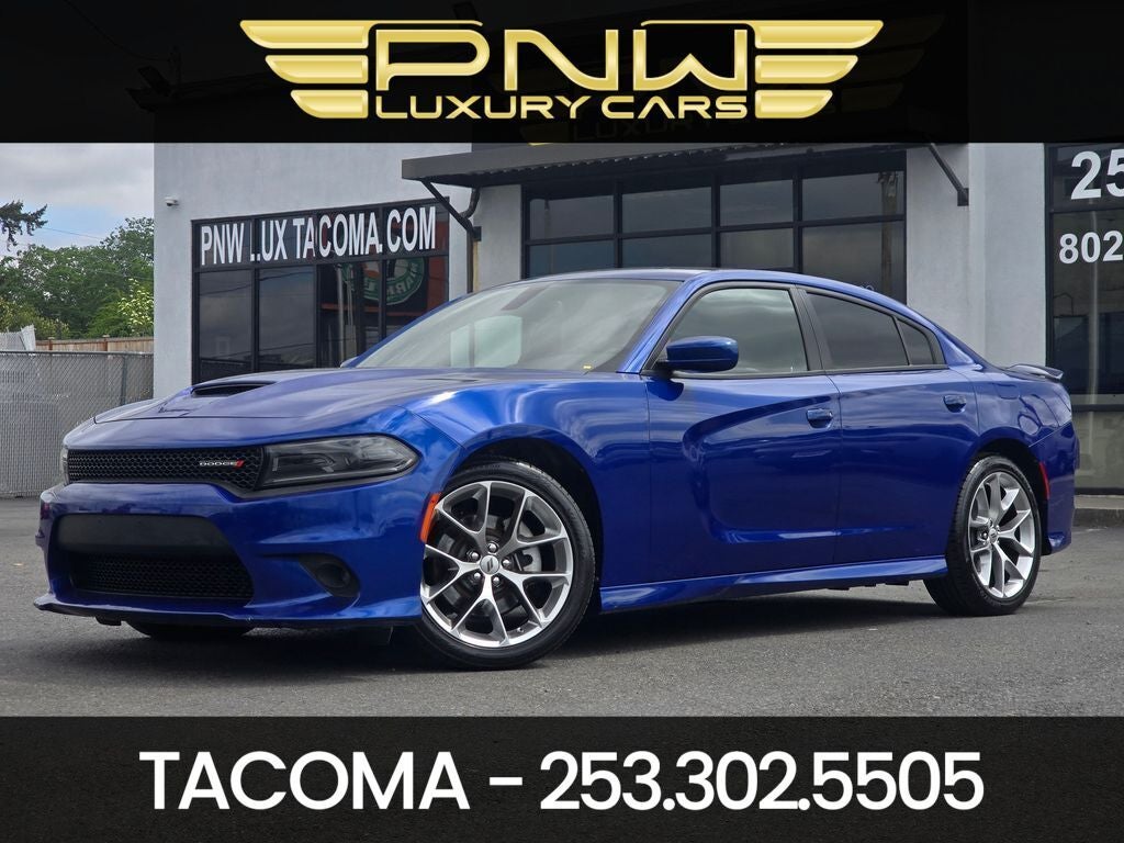 2022 Dodge Charger GT in Indigo Blue — front three-quarter view
