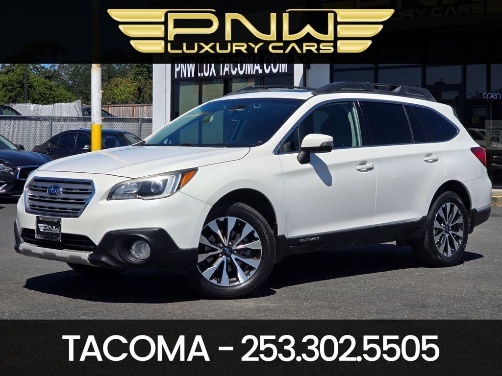 2017 Subaru Outback 2.5i Limited in Crystal White Pearl — front three-quarter view