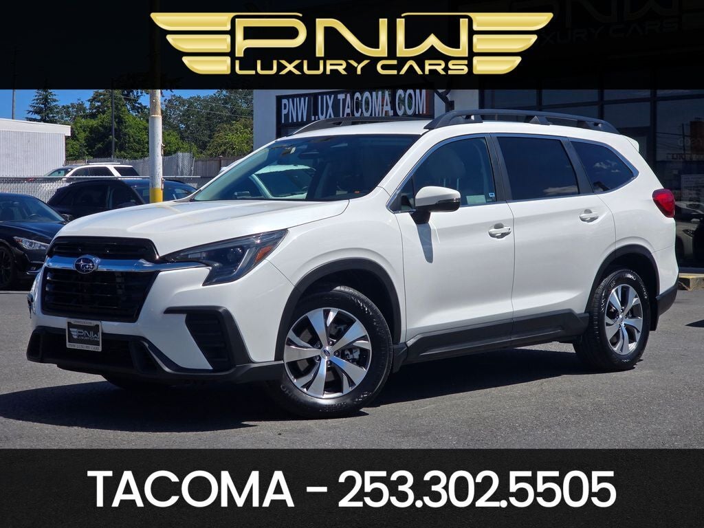 2023 Subaru Ascent Premium in Crystal White Pearl — front three-quarter view