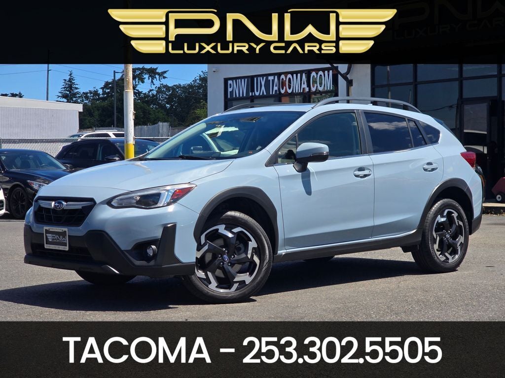 2021 Subaru Crosstrek Limited in Cool Gray Khaki — front three-quarter view