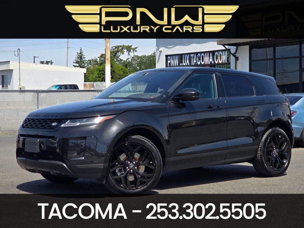 2020 Land Rover Range Rover Evoque SE in Santorini Black Metallic — front three-quarter view