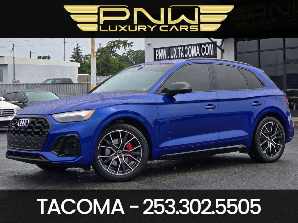 2023 Audi SQ5 Prestige quattro in Ultra Blue Metallic — front three-quarter view